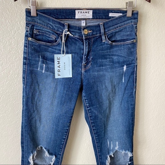 NEW frame le skinny de jeanne ripped jeans size 28 - Picture 6 of 12